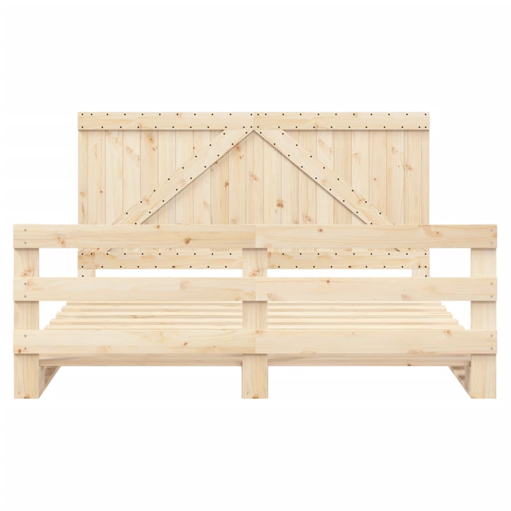 Sengeramme med hodegavl 200x200 cm heltre furu
