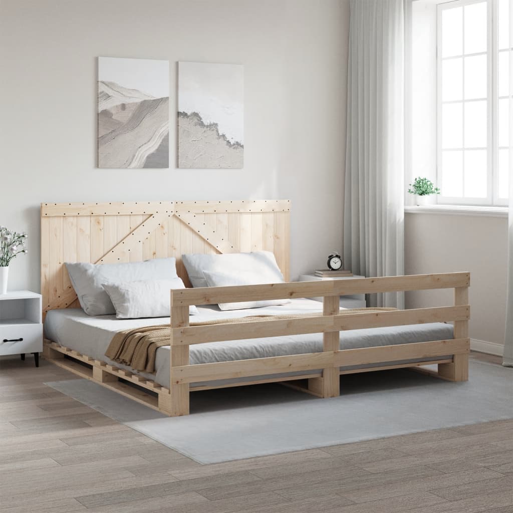 Sengeramme med hodegavl 200x200 cm heltre furu