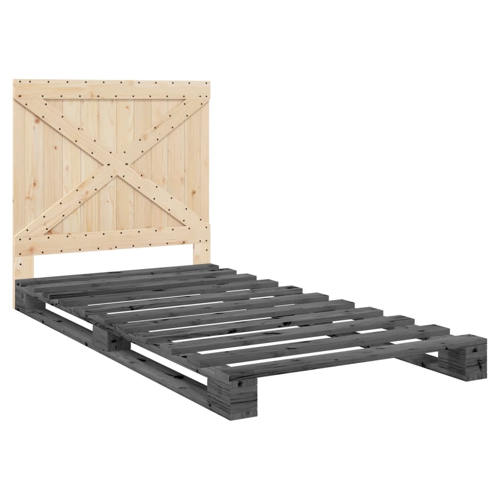 Sengeramme med hodegavl grå 100x200 cm heltre furu