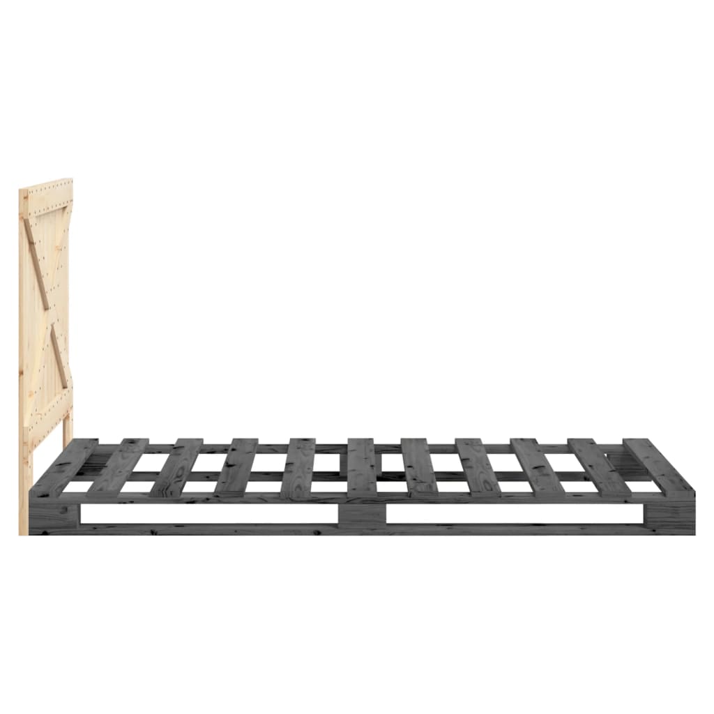 Sengeramme med hodegavl grå 100x200 cm heltre furu