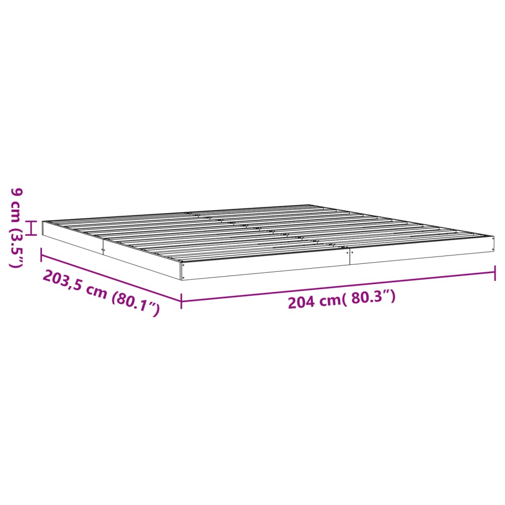 Sengeramme brun 200x200 cm heltre furu