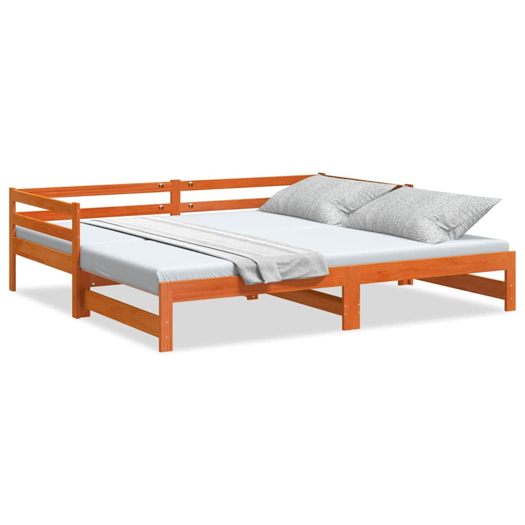 Uttrekkbar dagseng voksbrun 90x200 cm heltre furu
