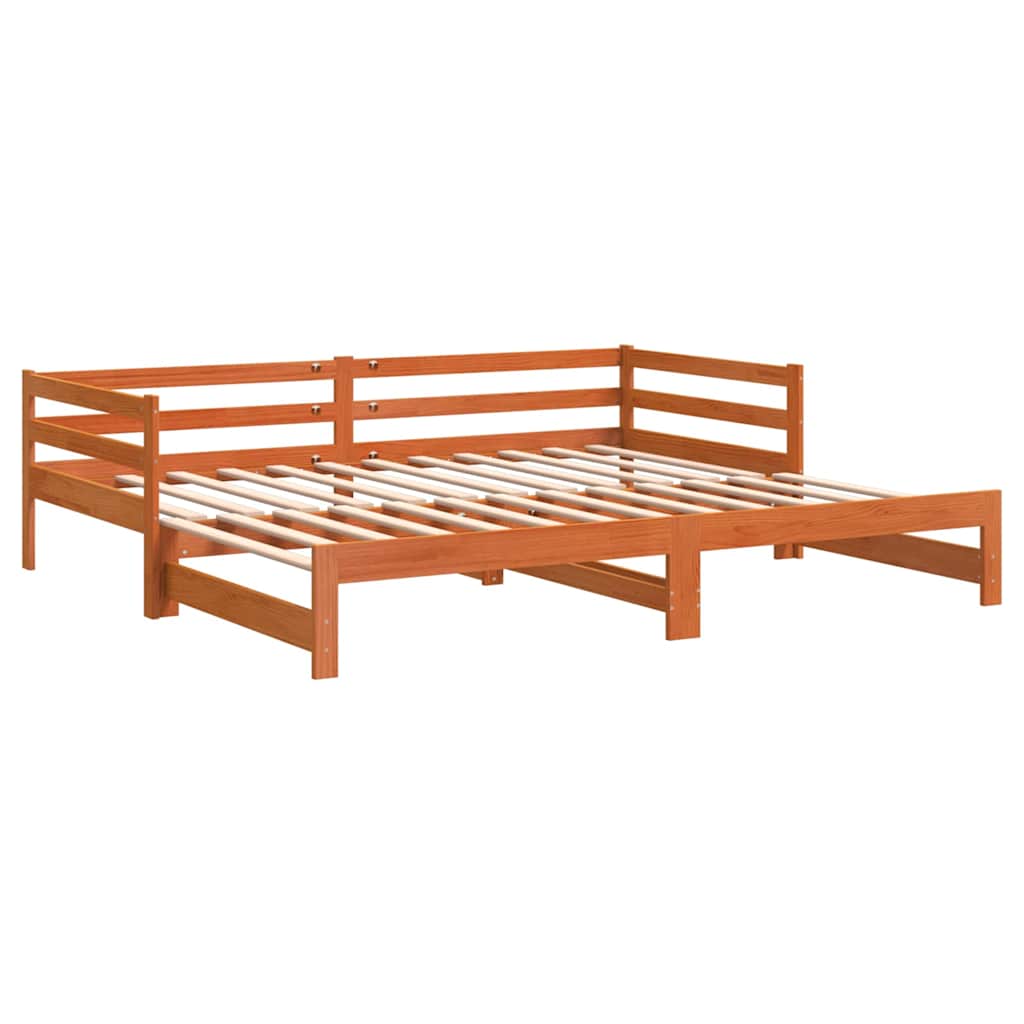 Uttrekkbar dagseng voksbrun 90x200 cm heltre furu