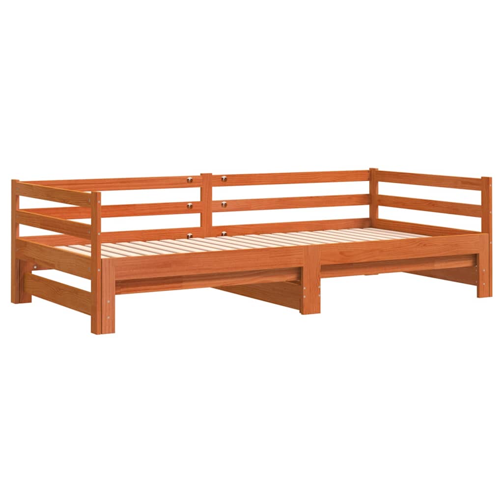 Uttrekkbar dagseng voksbrun 80x200 cm heltre furu