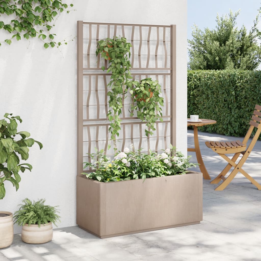 Plantekasse med espalier brun 80x36x140 cm PP