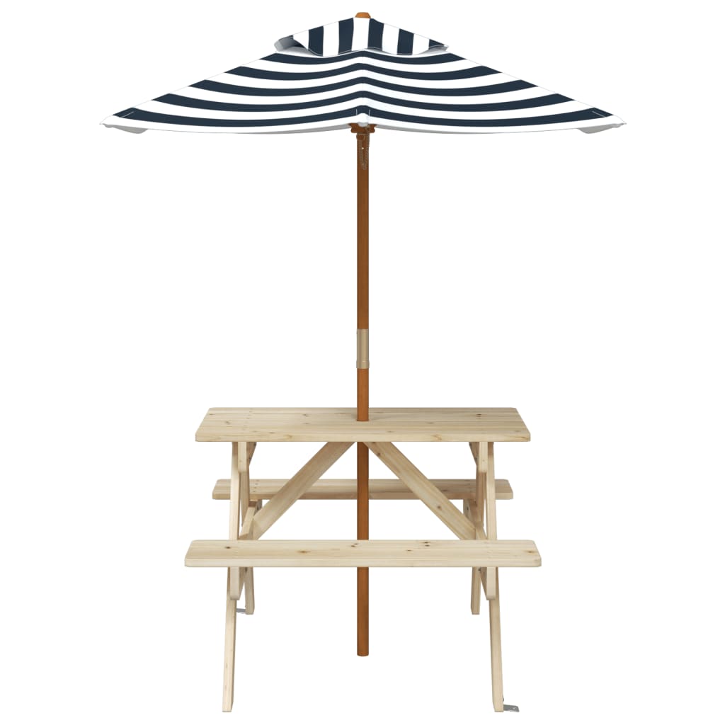 Piknikbord for 4 barn med parasoll heltre gran