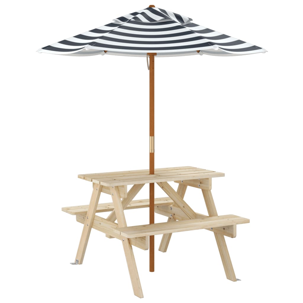 Piknikbord for 4 barn med parasoll heltre gran