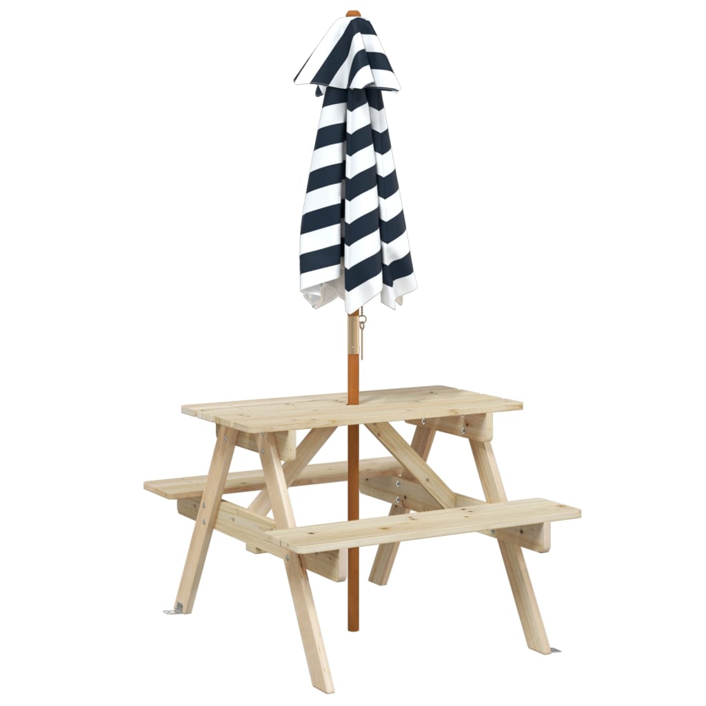 Piknikbord for 4 barn med parasoll heltre gran