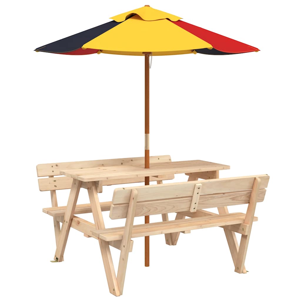 Piknikbord for 4 barn med parasoll heltre gran