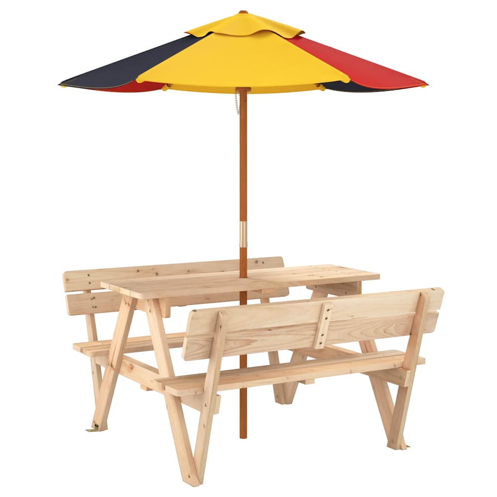 Piknikbord for 4 barn med parasoll heltre gran