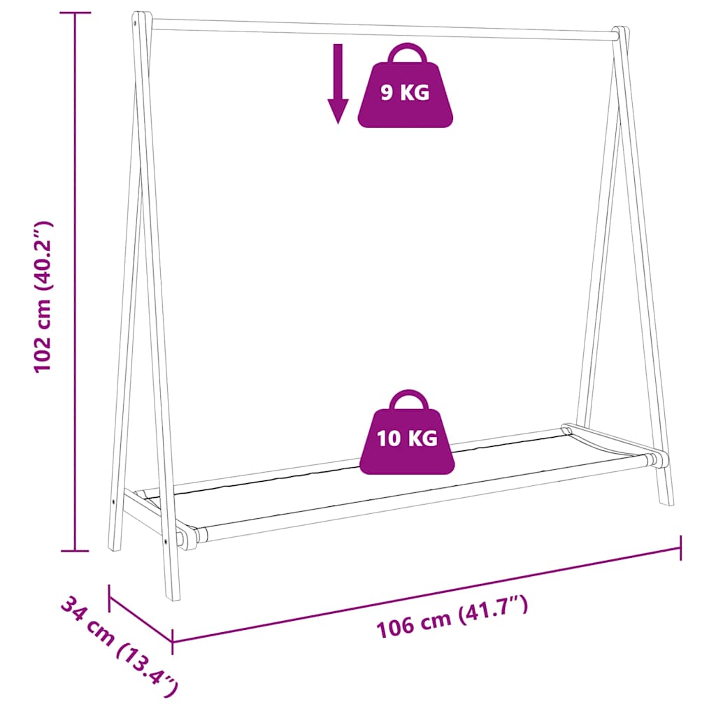 Klesstativ med hyller 106x34x102 cm bambus vidaXL