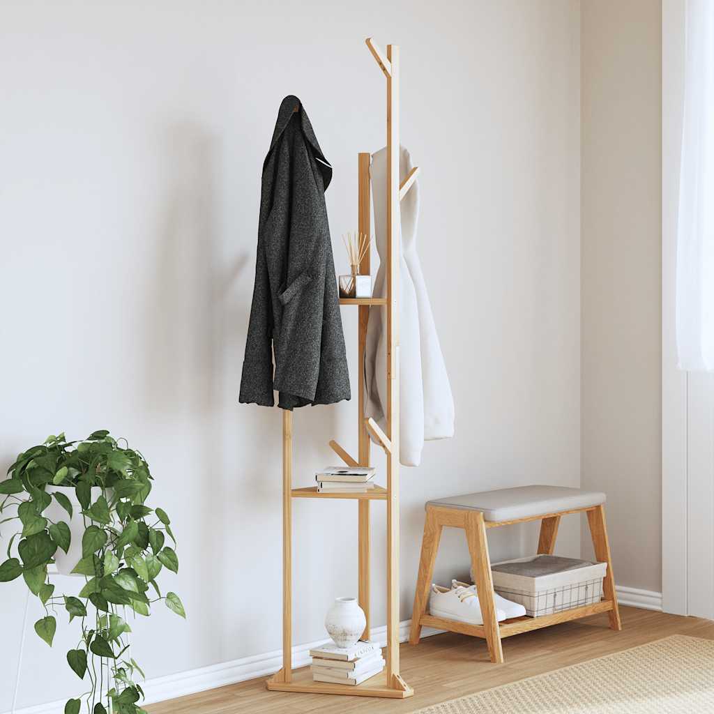 Klesstativ med kroker og hyller 39x33x166 cm bambus vidaXL