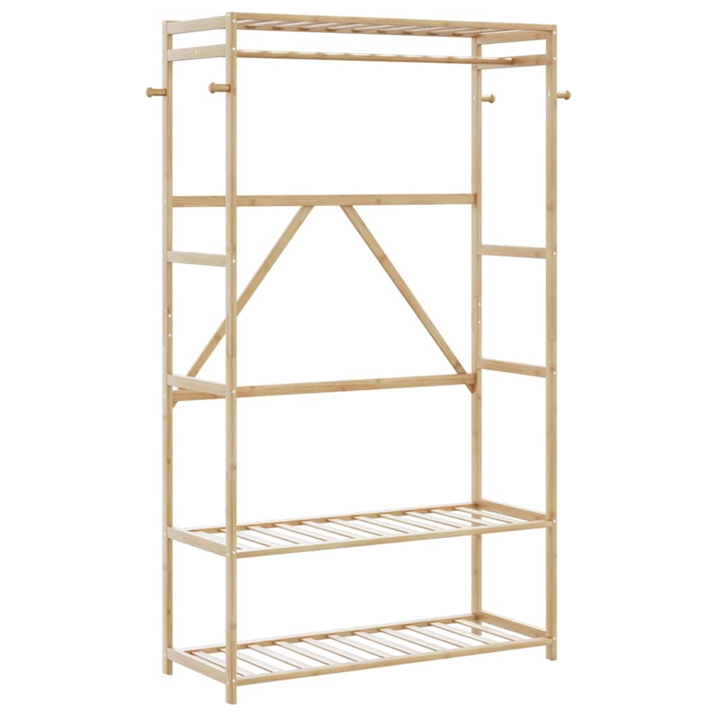 Klesstativ med hyller 110x40x175 cm bambus