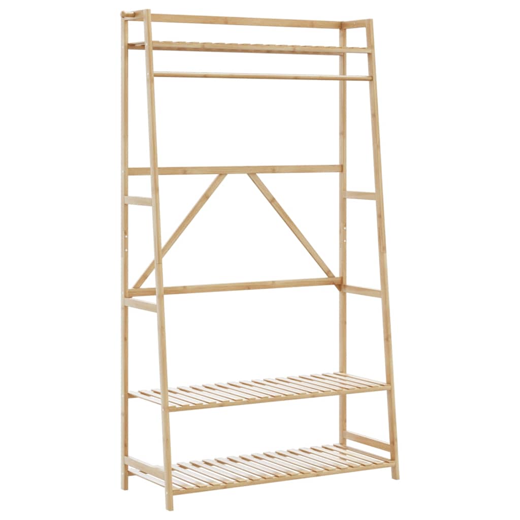 Klesstativ med hyller 110x40x180 cm bambus