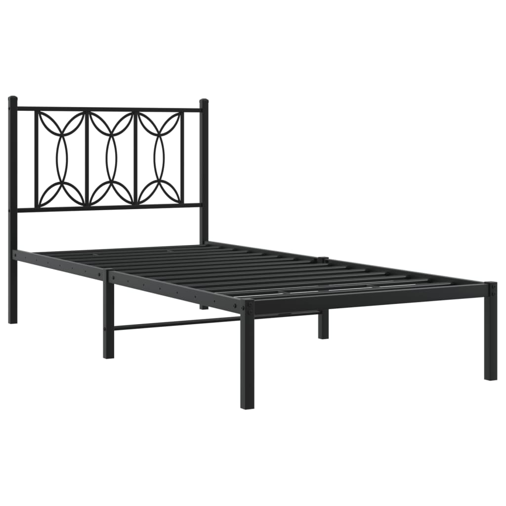 Sengeramme i metall med hodegavl svart 90x190 cm