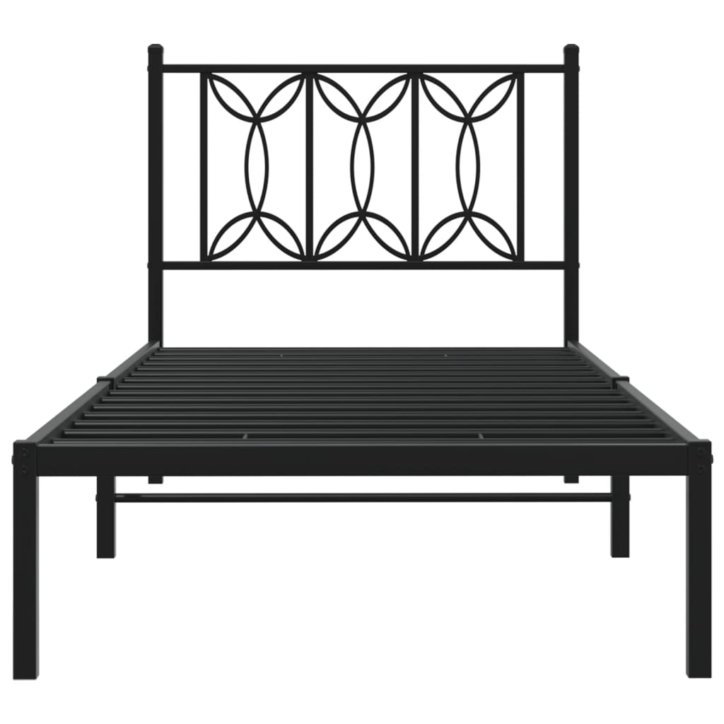 Sengeramme i metall med hodegavl svart 90x190 cm
