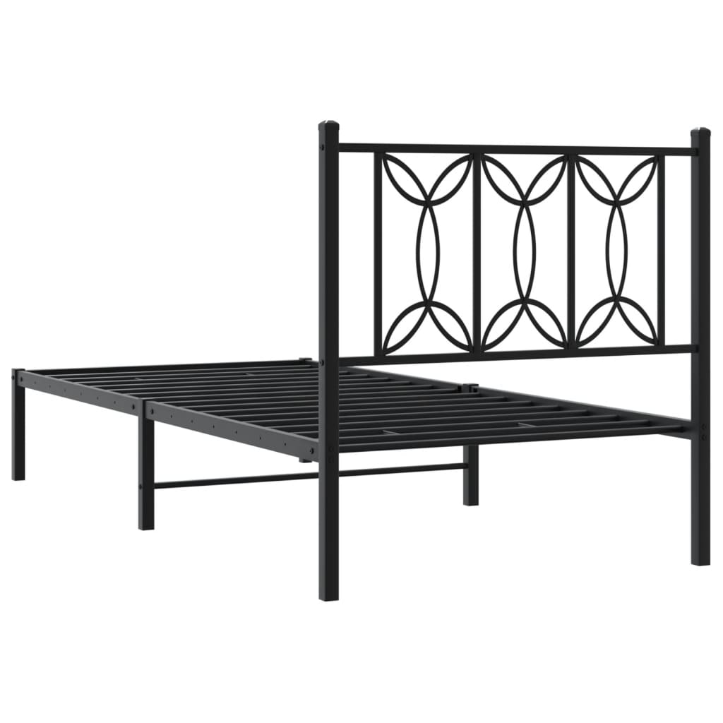 Sengeramme i metall med hodegavl svart 90x190 cm