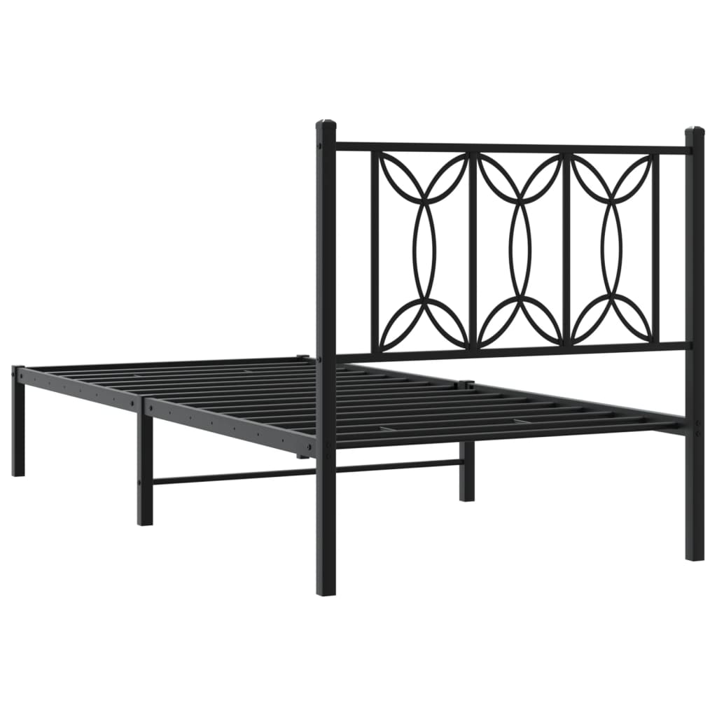 Sengeramme i metall med hodegavl svart 90x200 cm