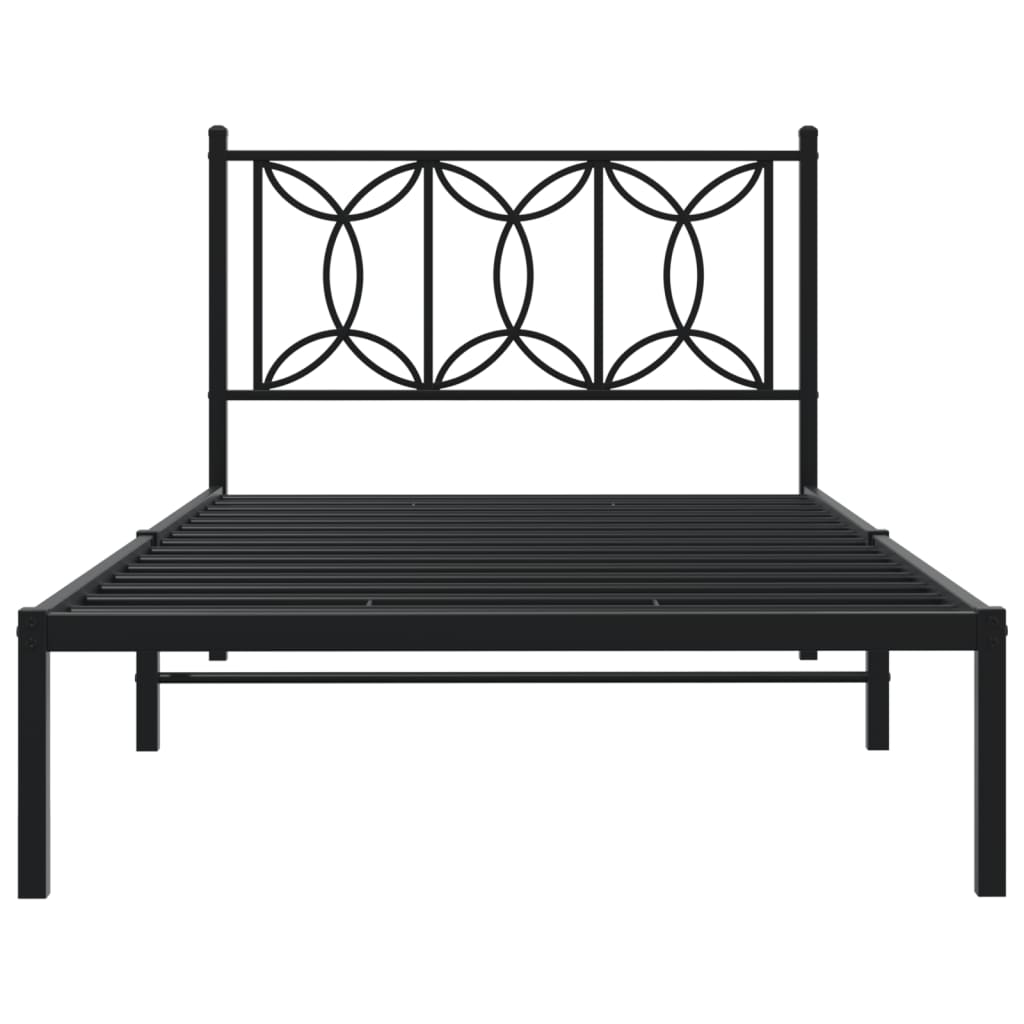 Sengeramme i metall med hodegavl svart 107x203 cm