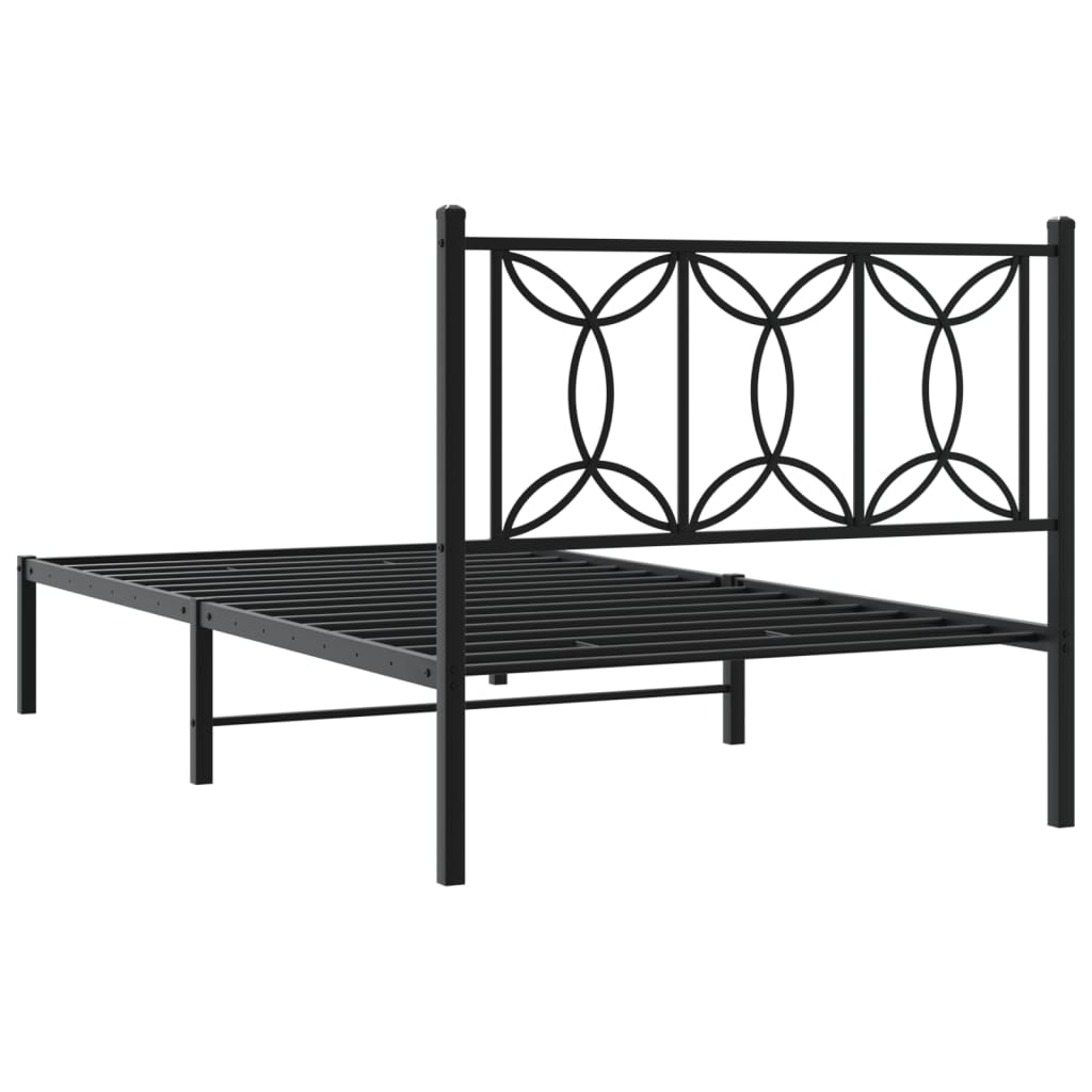 Sengeramme i metall med hodegavl svart 107x203 cm
