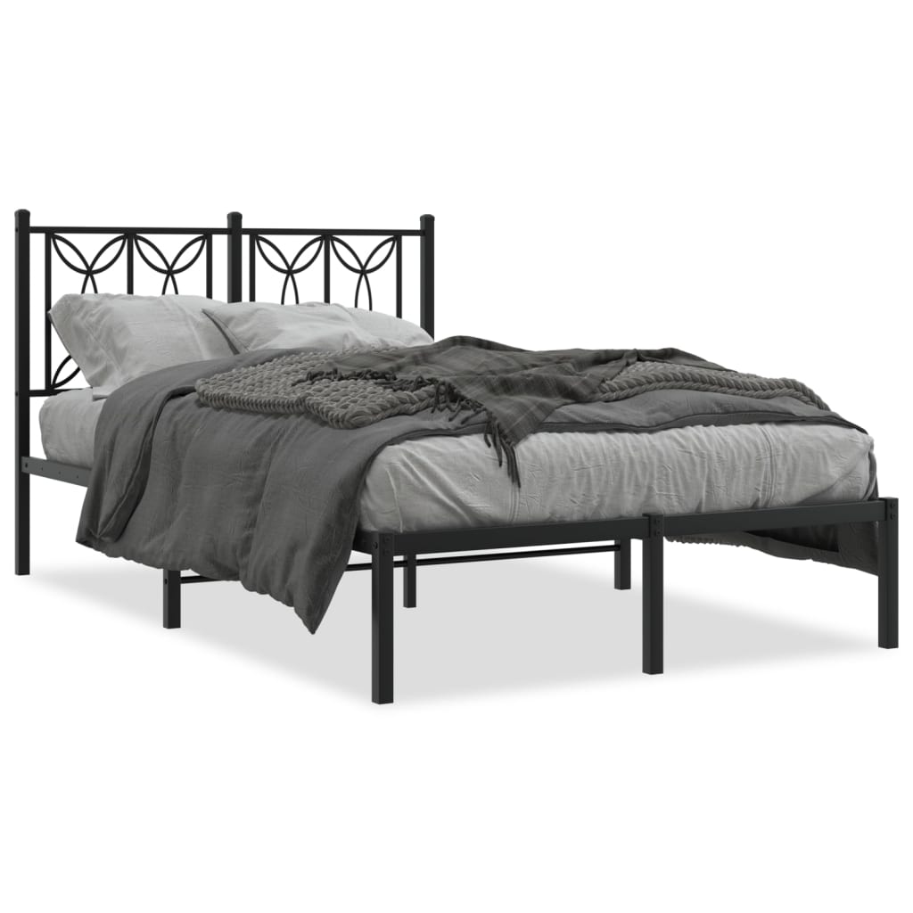 Sengeramme i metall med hodegavl svart 120x190 cm