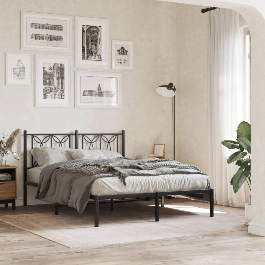 Sengeramme i metall med hodegavl svart 135x190 cm