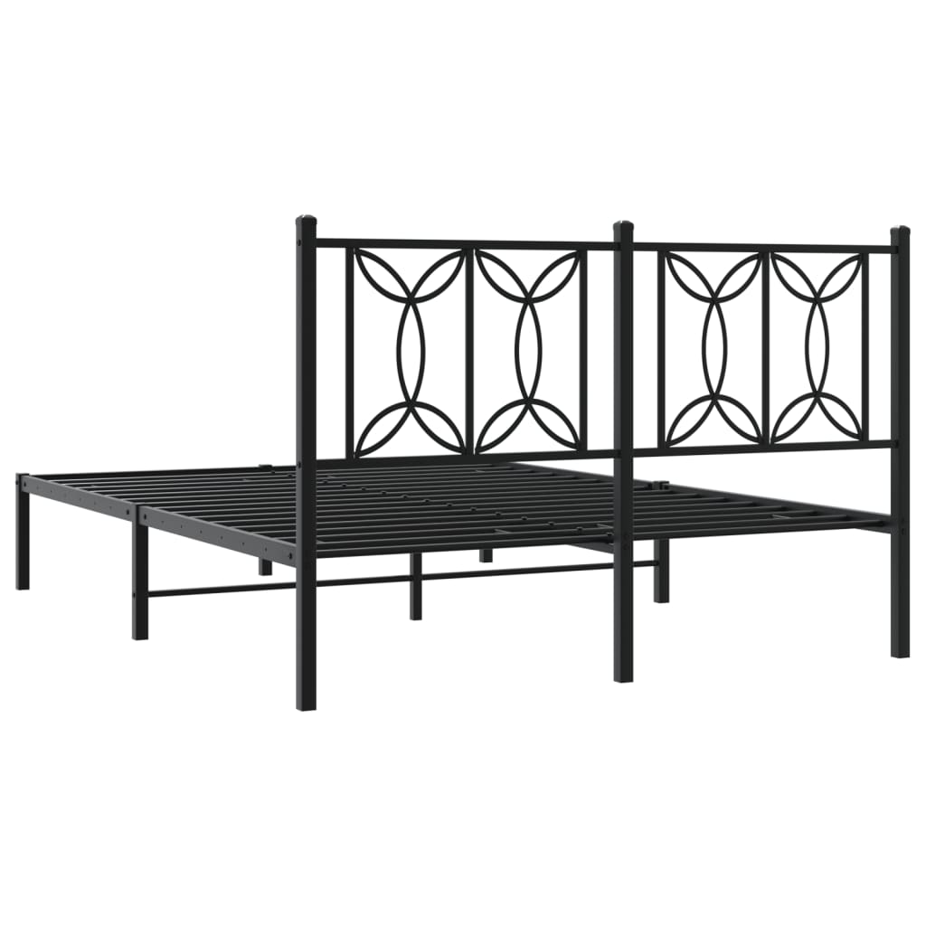 Sengeramme i metall med hodegavl svart 135x190 cm