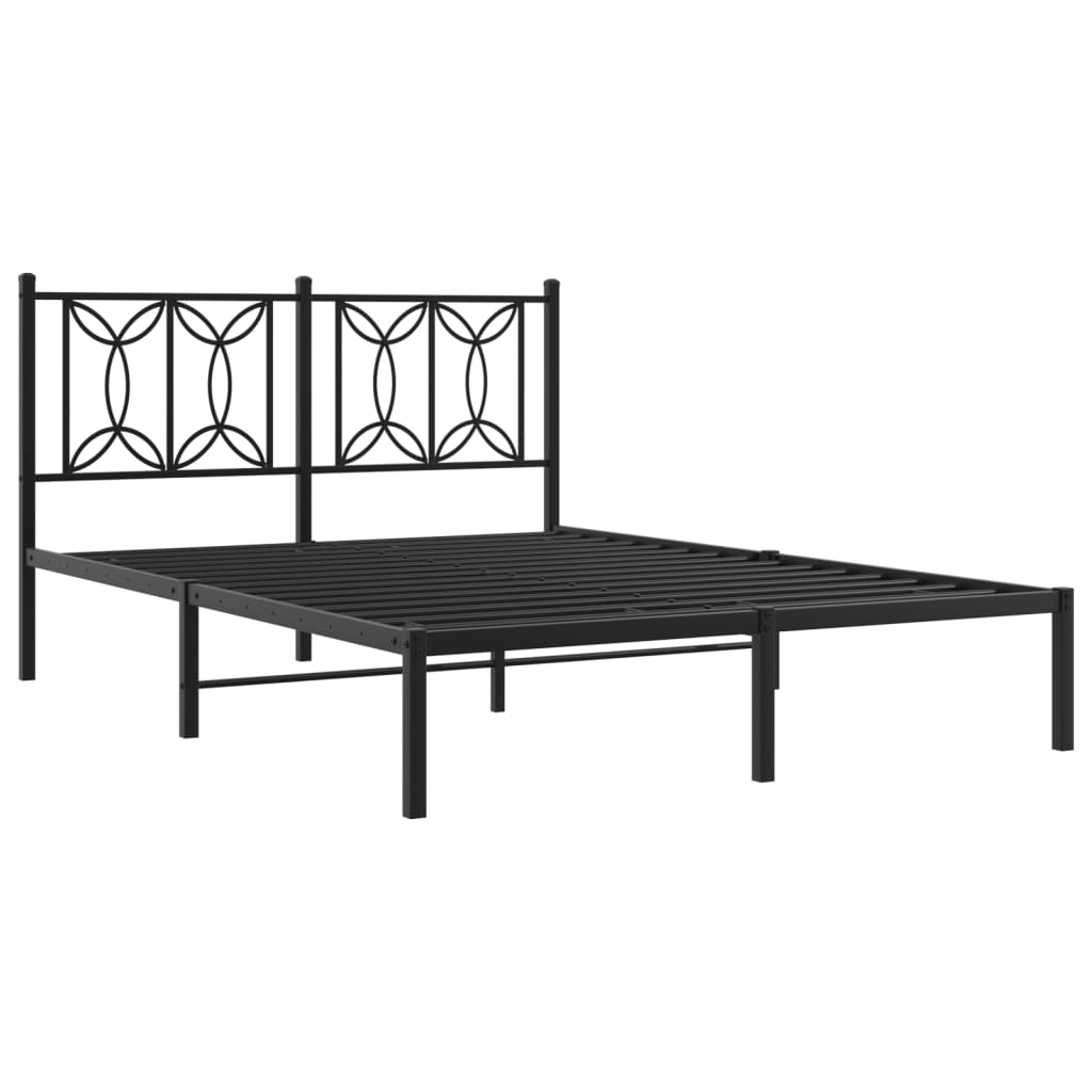 Sengeramme i metall med hodegavl svart 140x190 cm