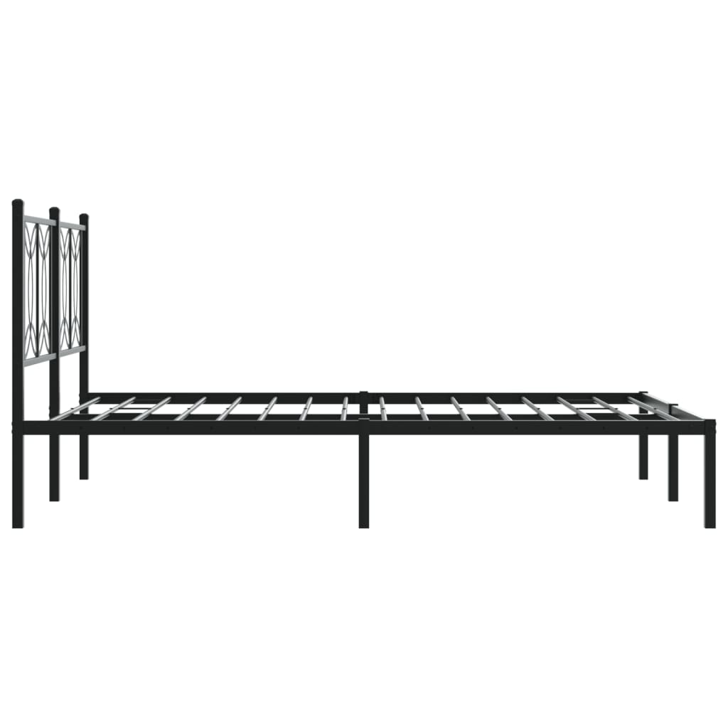 Sengeramme i metall med hodegavl svart 140x190 cm