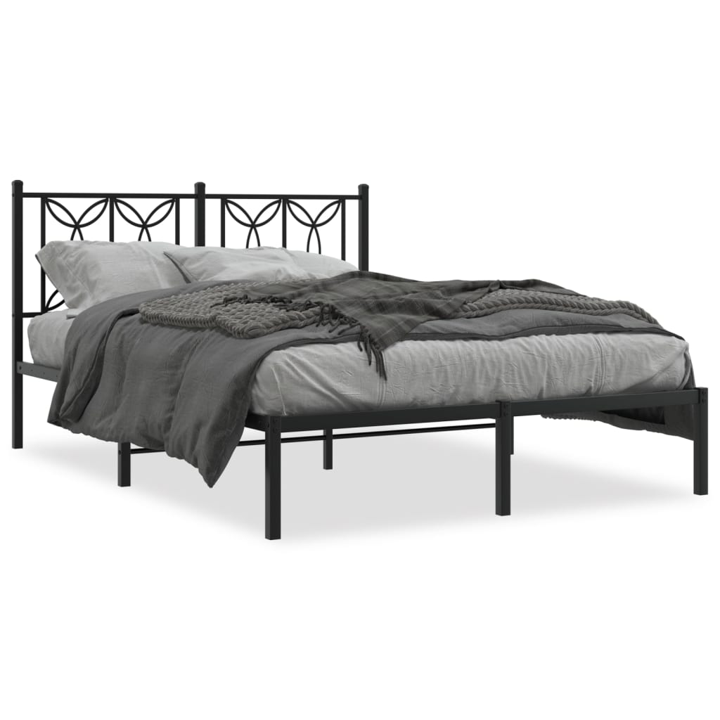 Sengeramme i metall med hodegavl svart 140x190 cm