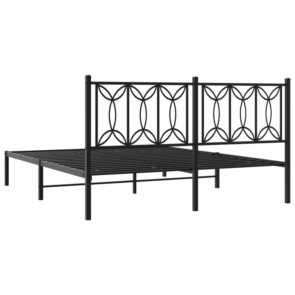 Sengeramme i metall med sengegavl svart 150x200 cm