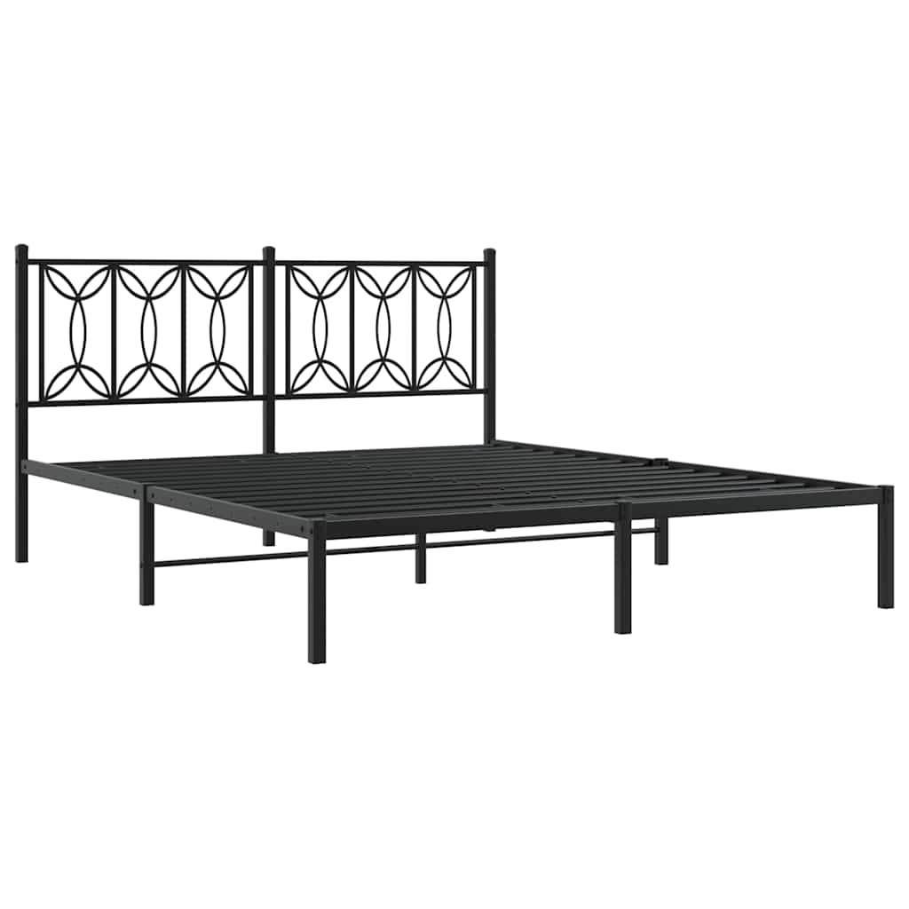 Sengeramme i metall med hodegavl svart 160x200 cm