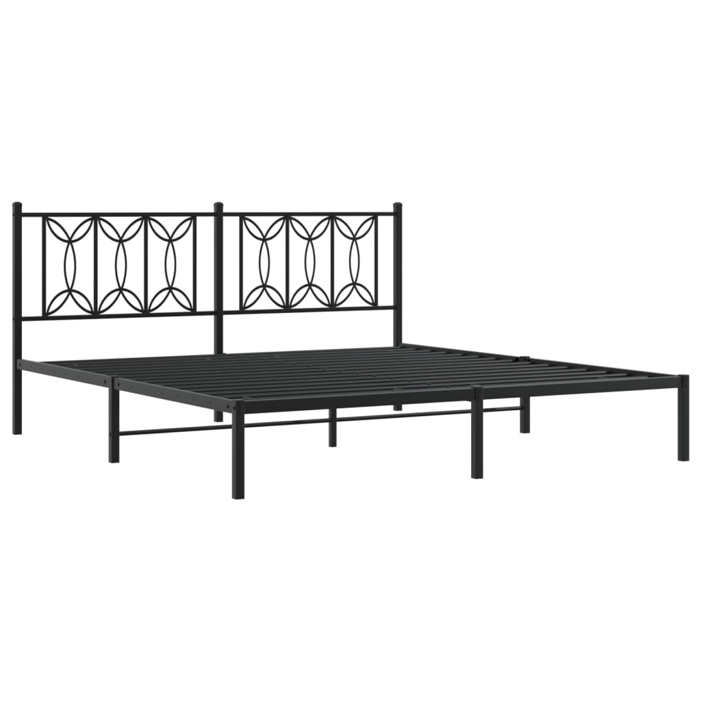 Sengeramme i metall med sengegavl svart 180x200 cm