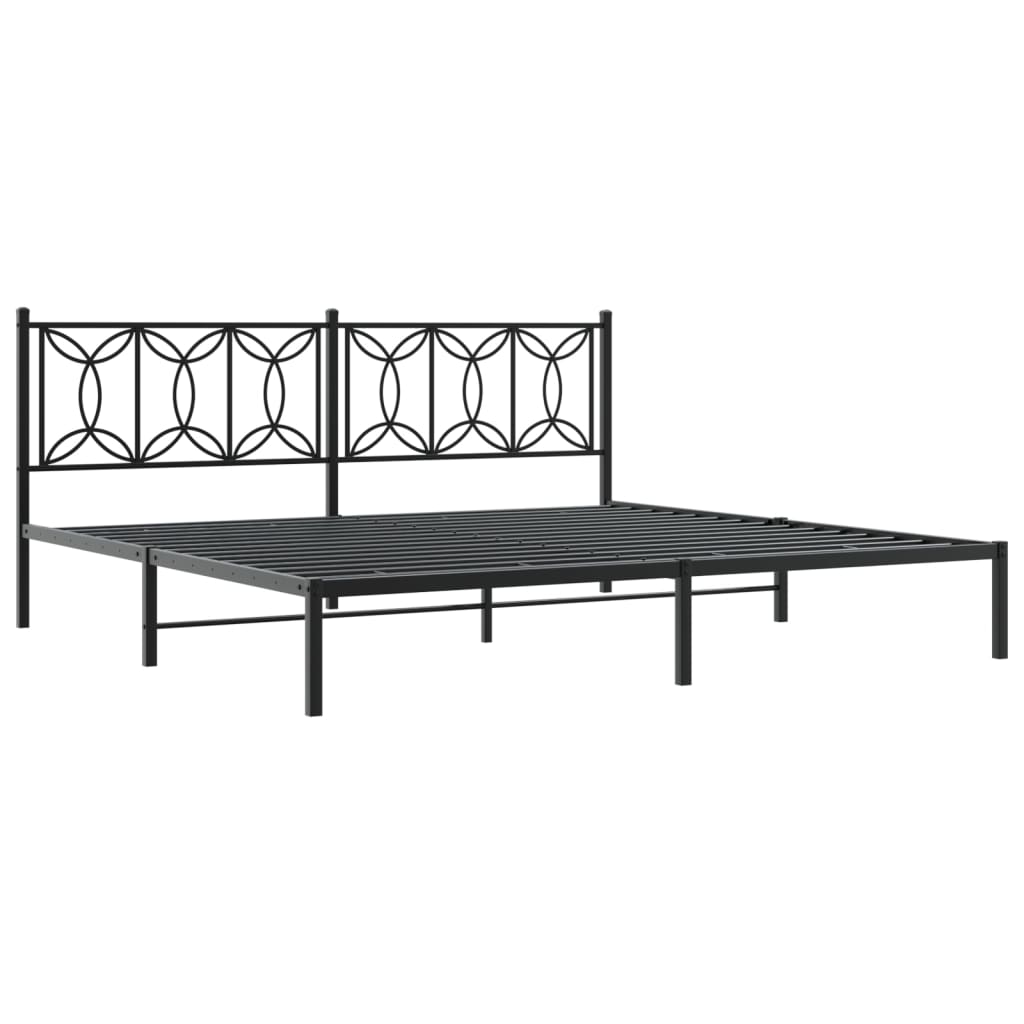 Sengeramme i metall med sengegavl svart 193x203 cm
