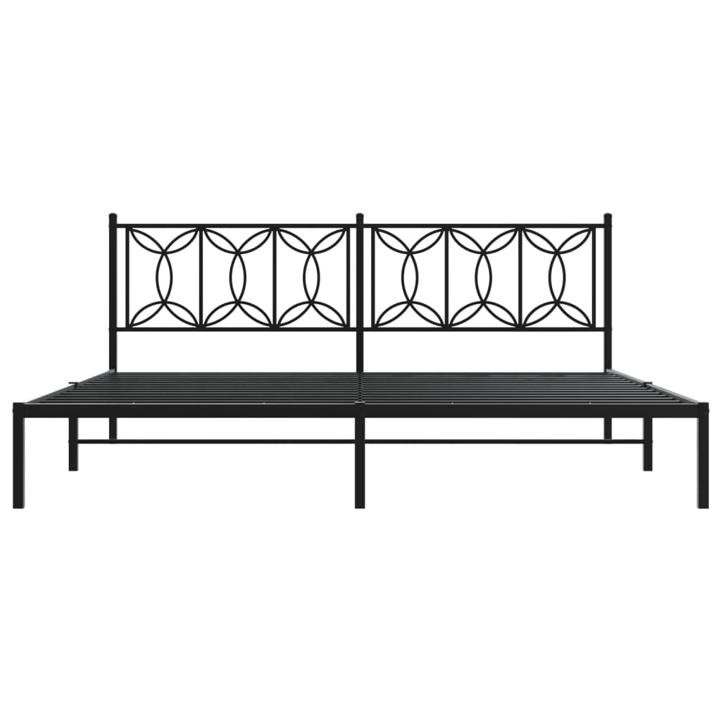Sengeramme i metall med sengegavl svart 193x203 cm