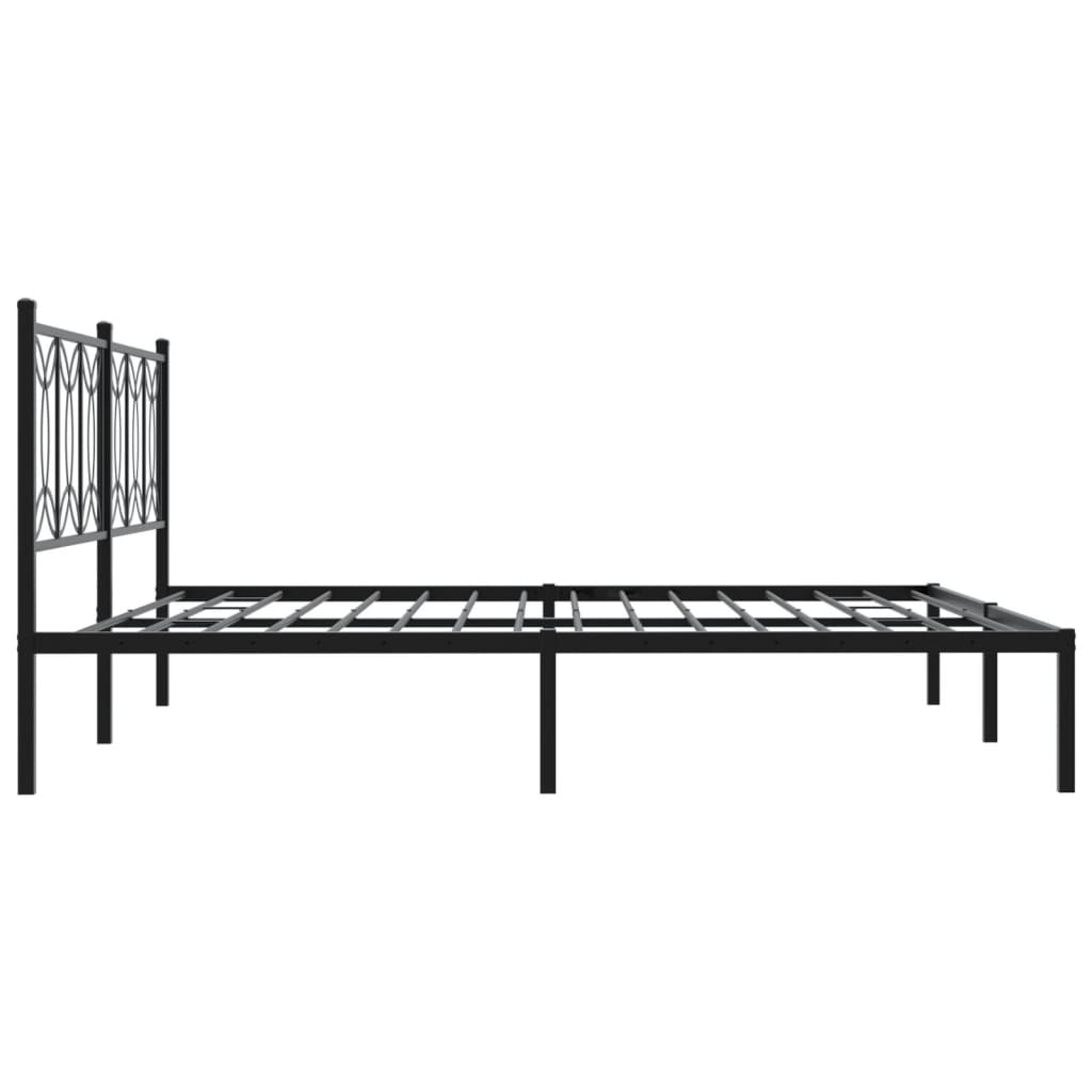 Sengeramme i metall med sengegavl svart 193x203 cm