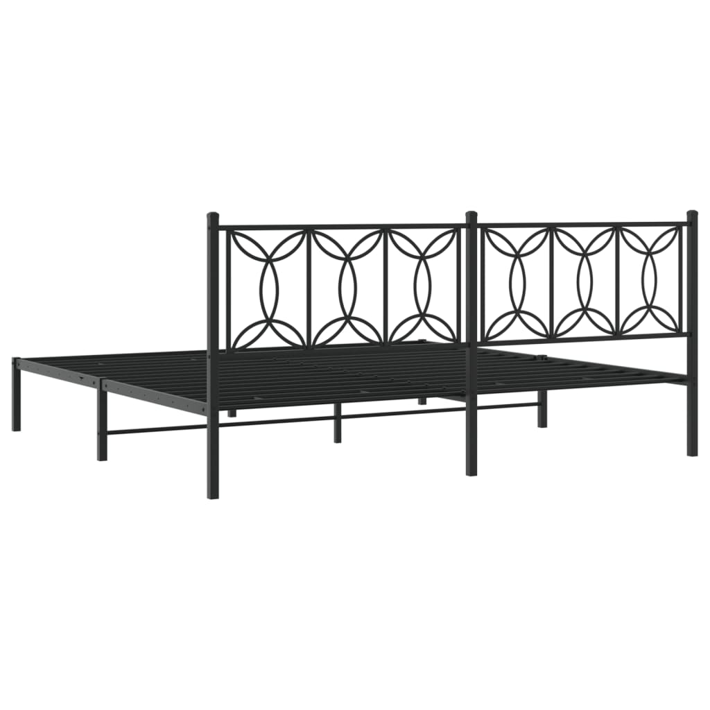 Sengeramme i metall med sengegavl svart 193x203 cm