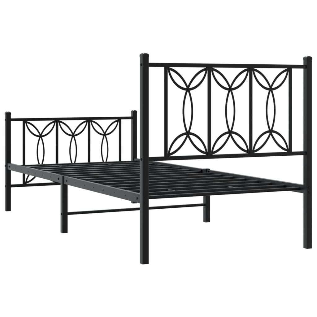 Sengeramme i metall med hode- og fotgavl svart 80x200 cm
