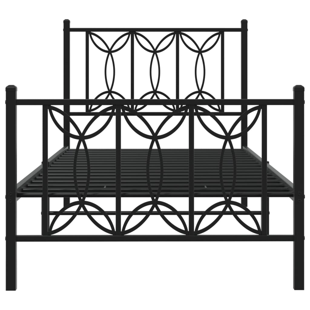 Sengeramme i metall med hode- og fotgavl svart 90x200 cm