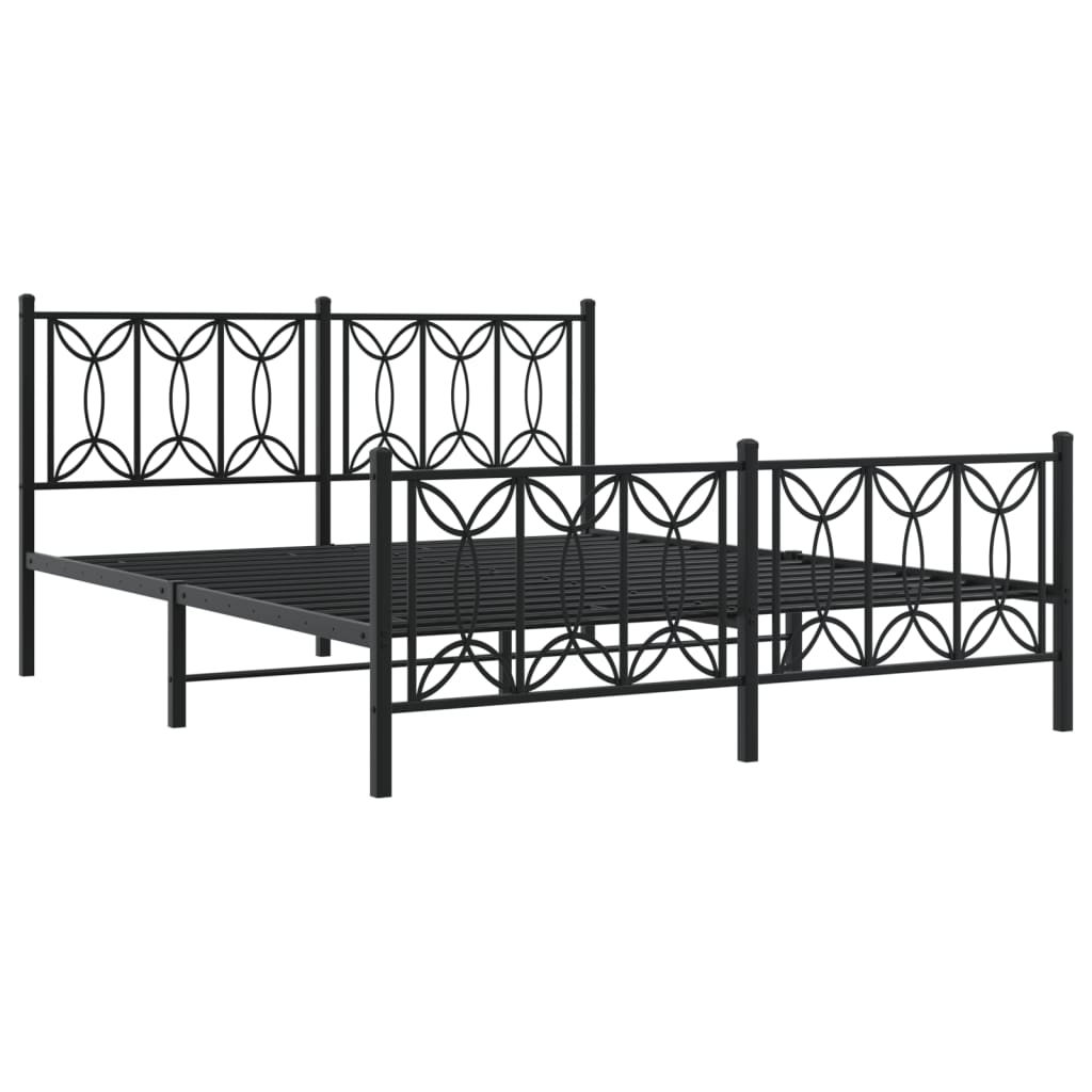 Sengeramme i metall med hode- og fotgavl svart 150x200 cm