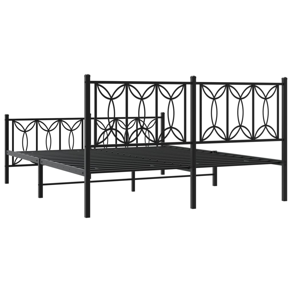Sengeramme i metall med hode- og fotgavl svart 150x200 cm