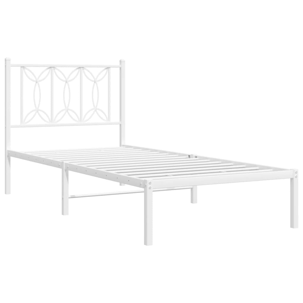 Sengeramme i metall med hodegavl hvit 90x200 cm vidaXL