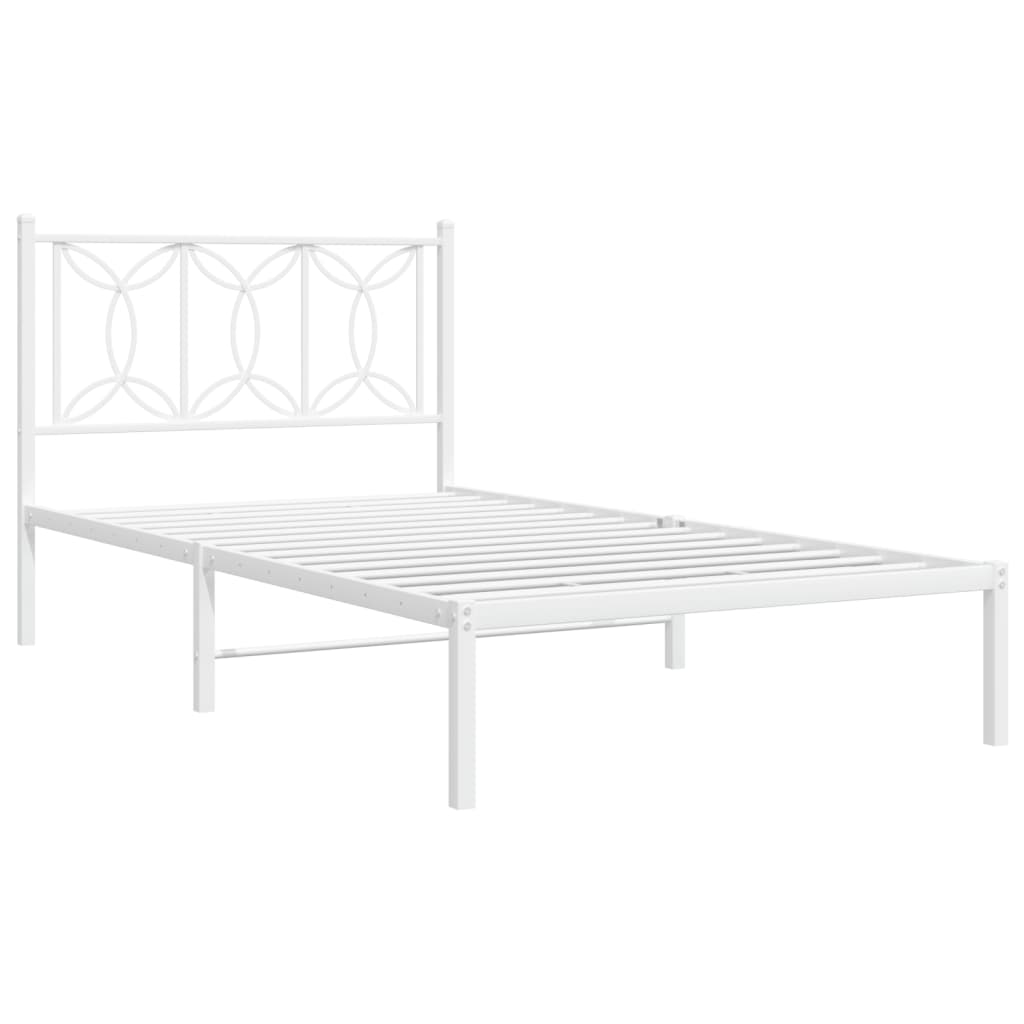 Sengeramme i metall med hodegavl hvit 100x190 cm vidaXL