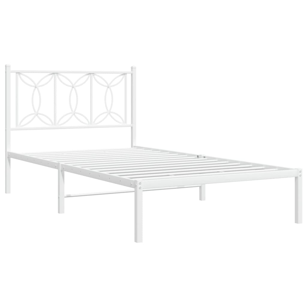 Sengeramme i metall med hodegavl hvit 100x200 cm vidaXL