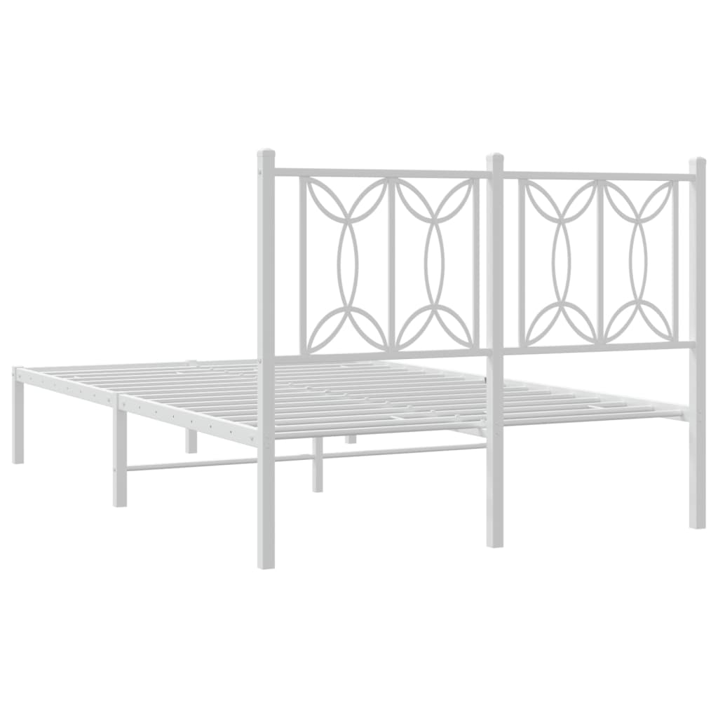 Sengeramme i metall med hodegavl hvit 120x190 cm