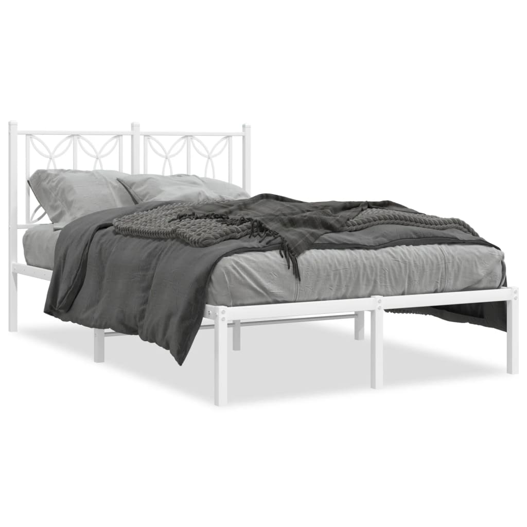 Sengeramme i metall med hodegavl hvit 120x190 cm