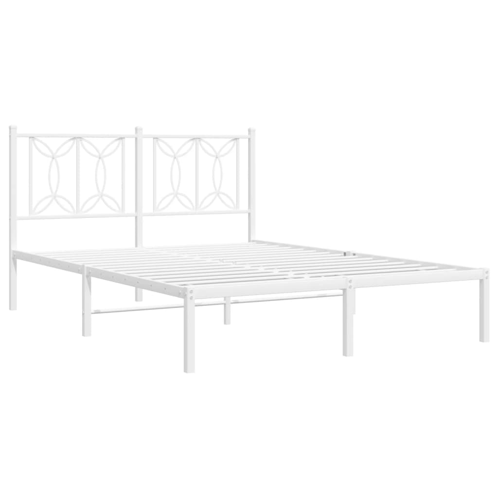 Sengeramme i metall med hodegavl hvit 135x190 cm