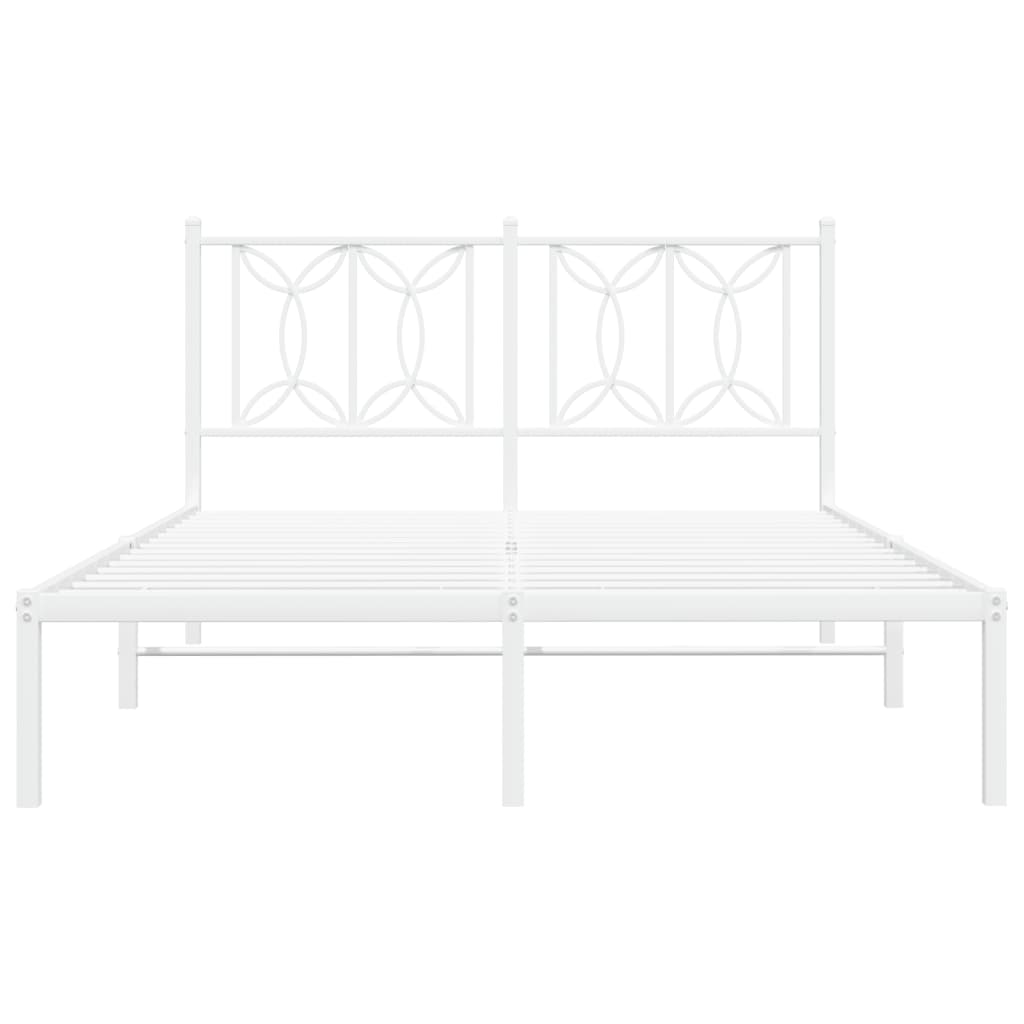 Sengeramme i metall med hodegavl hvit 135x190 cm