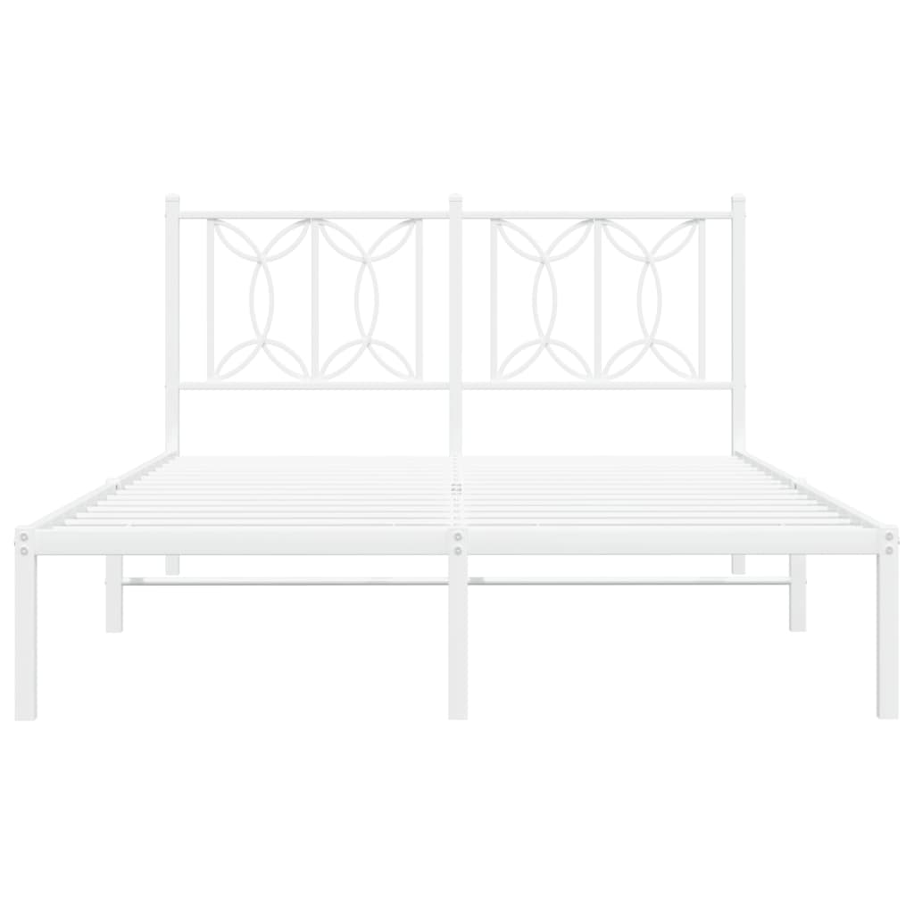 Sengeramme i metall med hodegavl hvit 140x190 cm