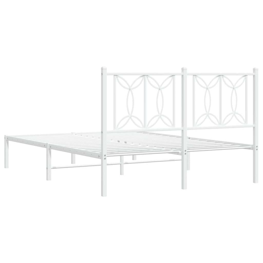 Sengeramme i metall med hodegavl hvit 140x190 cm